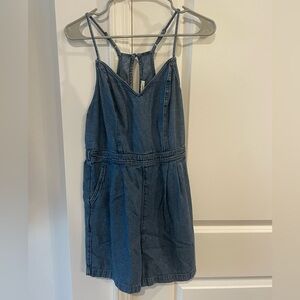 American Eagle Outfitters Blue Denim Romper